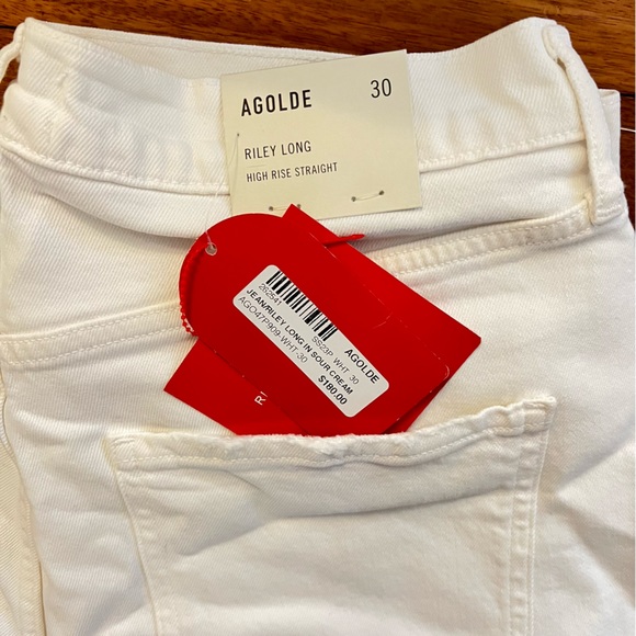AGOLDE Riley Long High Rise Straight Jeans - NWT - Size 30 White/Sour Cream - Picture 3 of 4